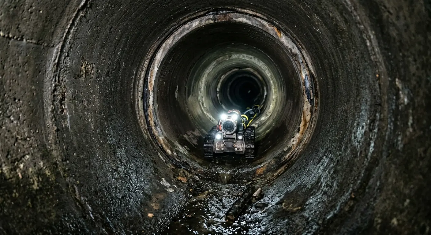 Robotic sewer camera inspecting pipe interior for Sewer Line Repair in Richmond